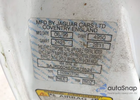 1999 Jaguar Xj8 Vanden Plas from USA, damaged, VIN SAJKD6045XC875524